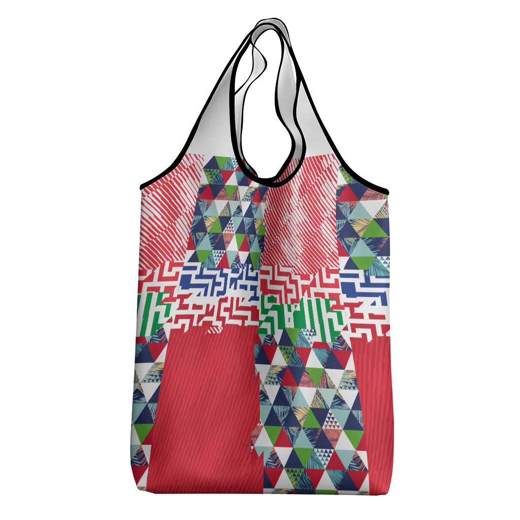 Hawaiian Floral Kakau Tropical Leaves-Sporty Style Grocery Bag