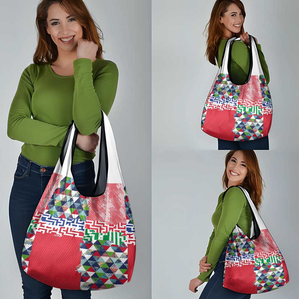 Hawaiian Floral Kakau Tropical Leaves-Sporty Style Grocery Bag