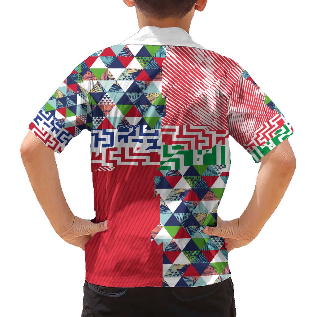 Hawaiian Floral Kakau Tropical Leaves-Sporty Style Kid Hawaiian Shirt