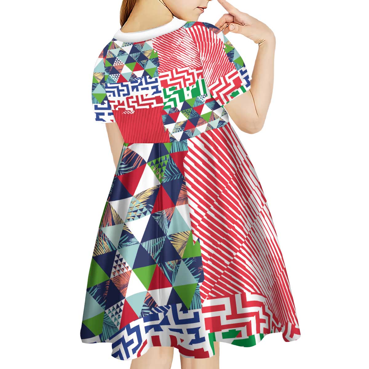 Hawaiian Floral Kakau Tropical Leaves-Sporty Style Kid Short Sleeve Dress