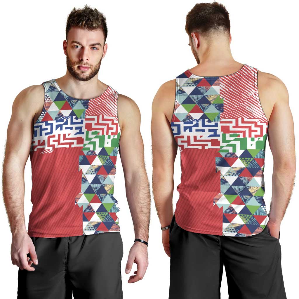 Hawaiian Floral Kakau Tropical Leaves-Sporty Style Men Tank Top