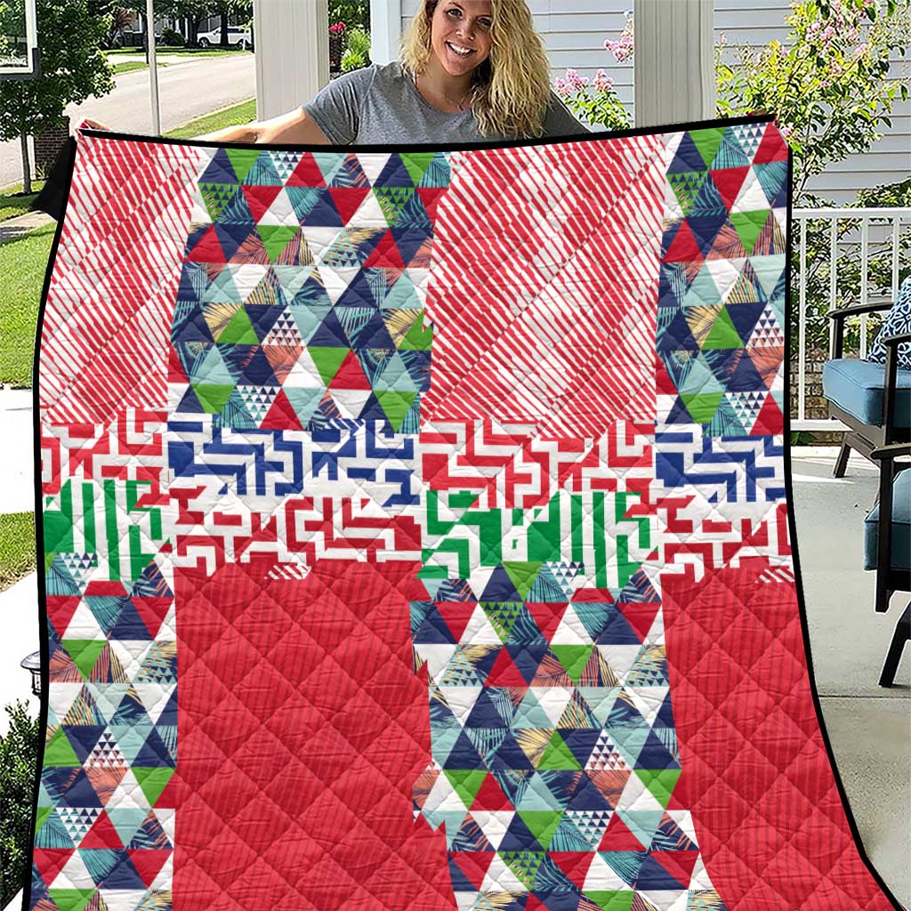 Hawaiian Floral Kakau Tropical Leaves-Sporty Style Quilt