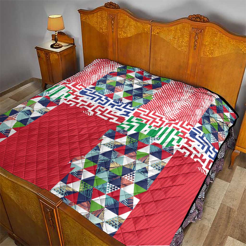 Hawaiian Floral Kakau Tropical Leaves-Sporty Style Quilt