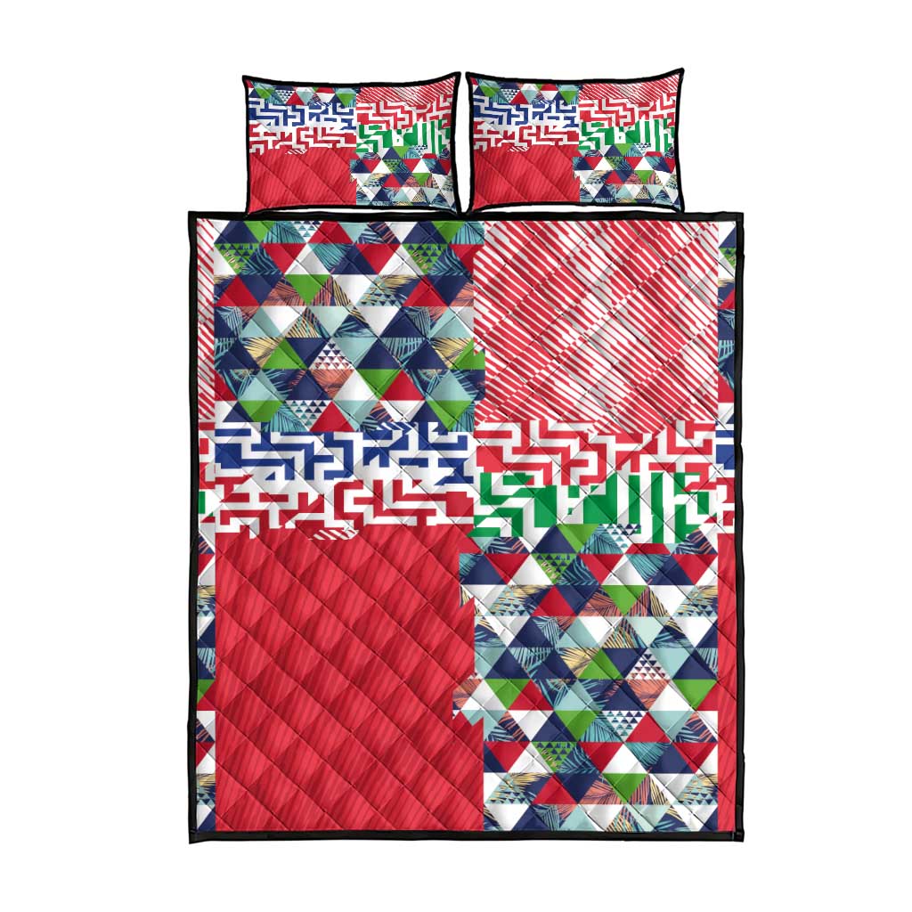 Hawaiian Floral Kakau Tropical Leaves-Sporty Style Quilt Bed Set