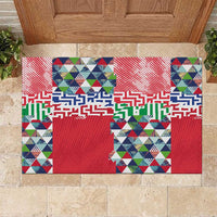 Hawaiian Floral Kakau Tropical Leaves-Sporty Style Rubber Doormat