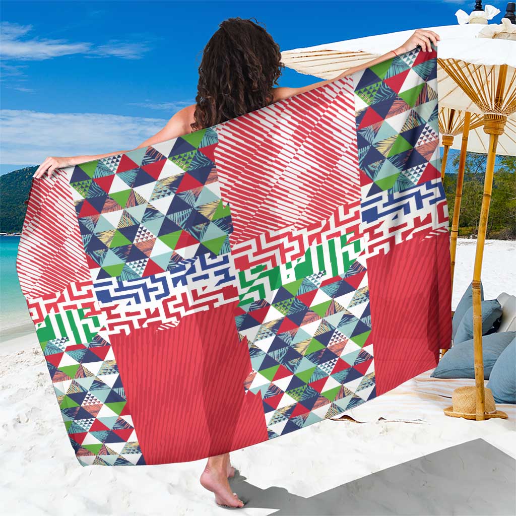 Hawaiian Floral Kakau Tropical Leaves-Sporty Style Sarong