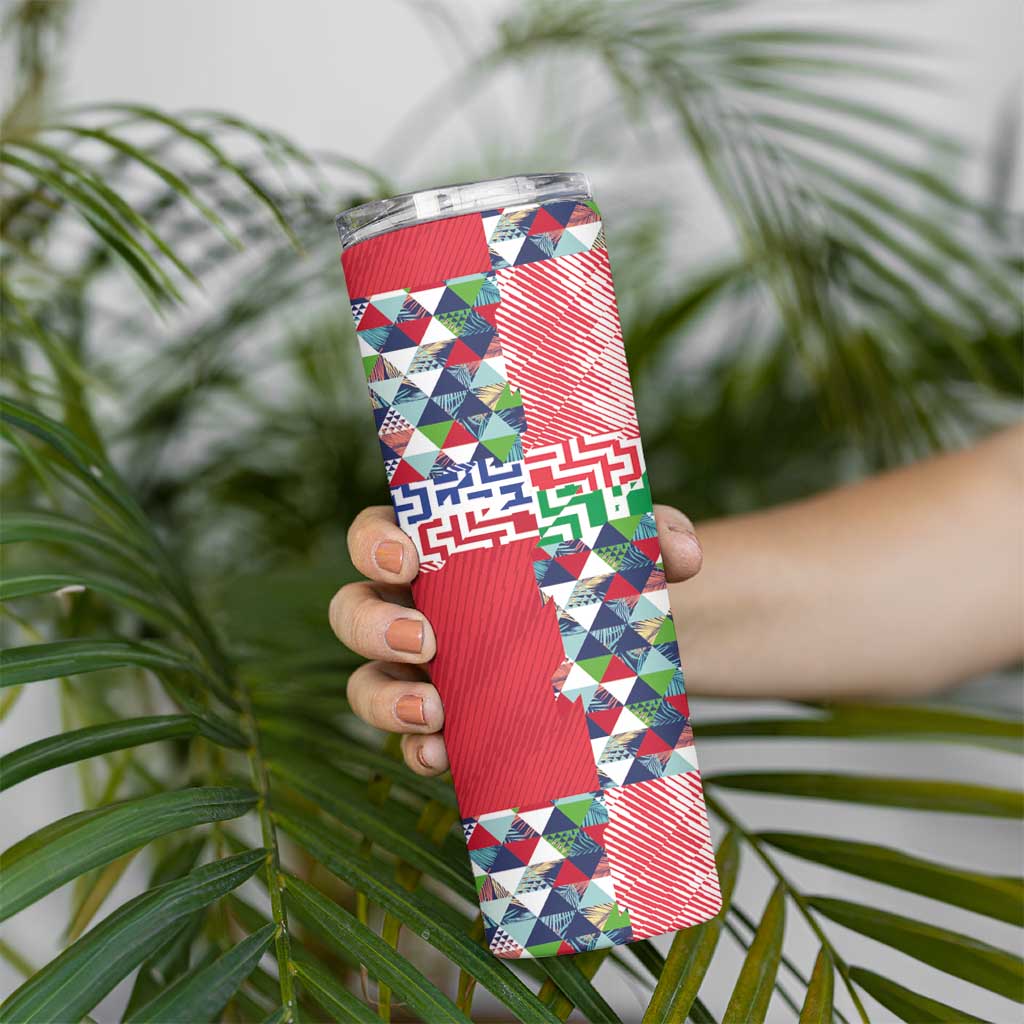 Hawaiian Floral Kakau Tropical Leaves-Sporty Style Skinny Tumbler