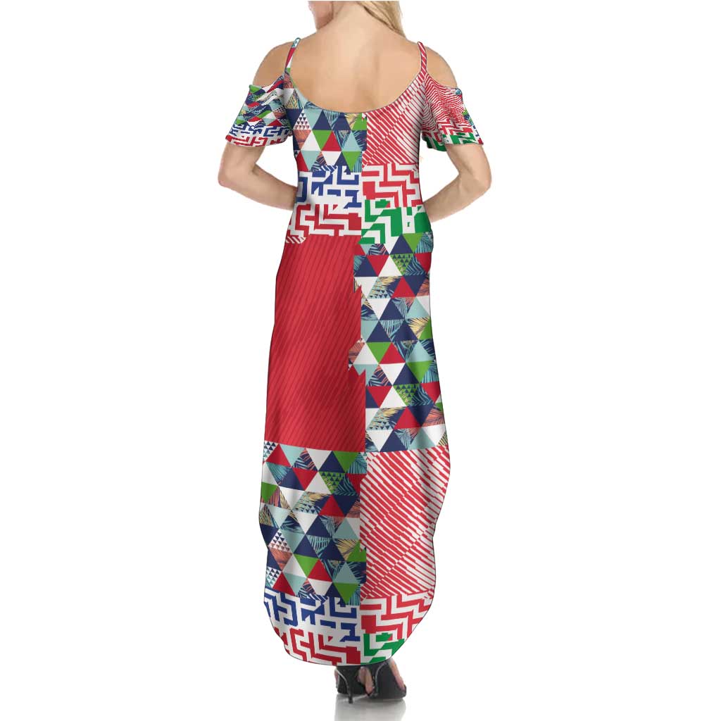 Hawaiian Floral Kakau Tropical Leaves-Sporty Style Summer Maxi Dress