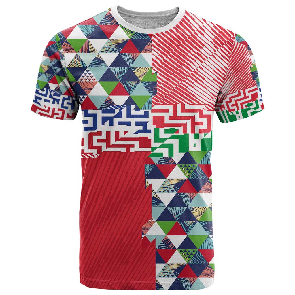 Hawaiian Floral Kakau Tropical Leaves-Sporty Style T Shirt