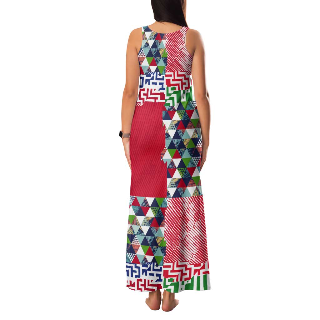 Hawaiian Floral Kakau Tropical Leaves-Sporty Style Tank Maxi Dress