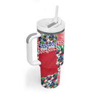 Hawaiian Floral Kakau Tropical Leaves-Sporty Style Tumbler With Handle