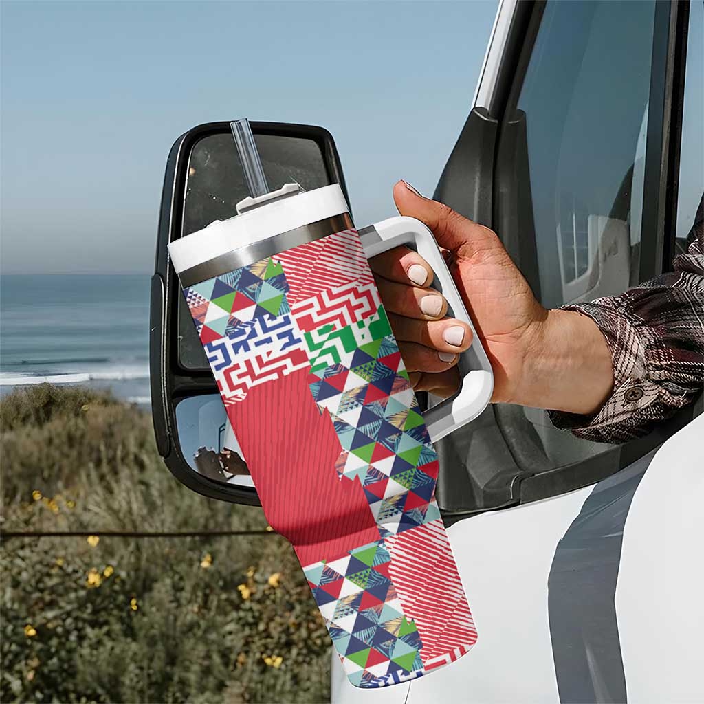 Hawaiian Floral Kakau Tropical Leaves-Sporty Style Tumbler With Handle