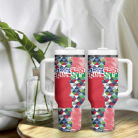 Hawaiian Floral Kakau Tropical Leaves-Sporty Style Tumbler With Handle