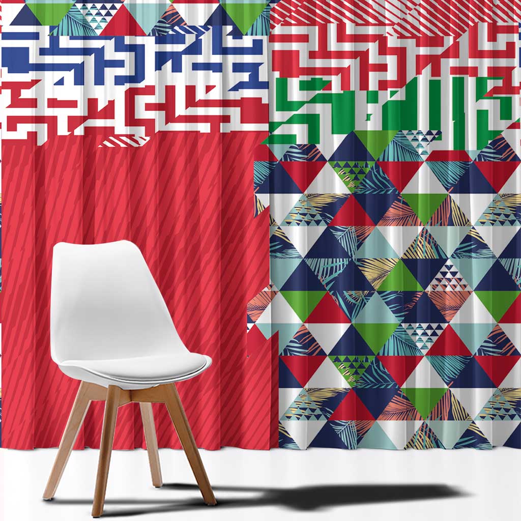 Hawaiian Floral Kakau Tropical Leaves-Sporty Style Window Curtain