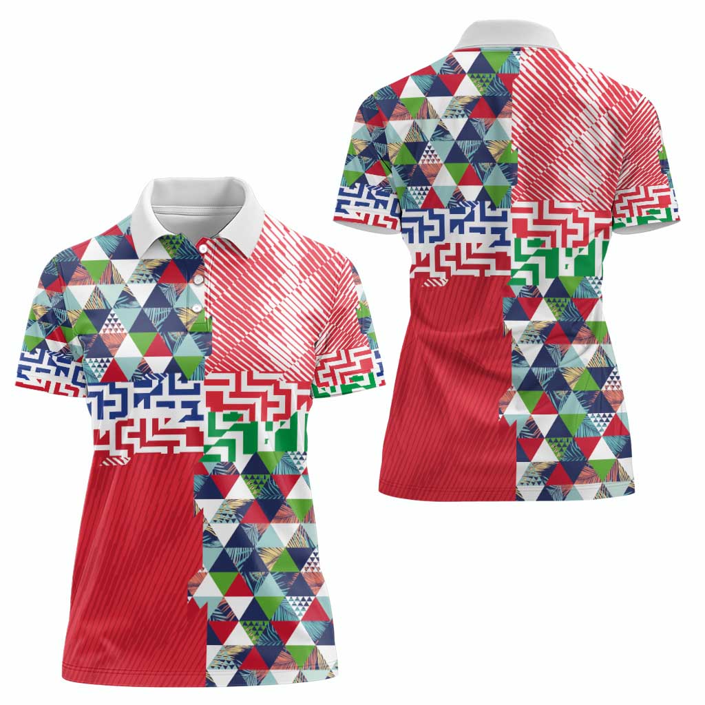 Hawaiian Floral Kakau Tropical Leaves-Sporty Style Women Polo Shirt