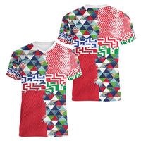 Hawaiian Floral Kakau Tropical Leaves-Sporty Style Women V-Neck T-Shirt