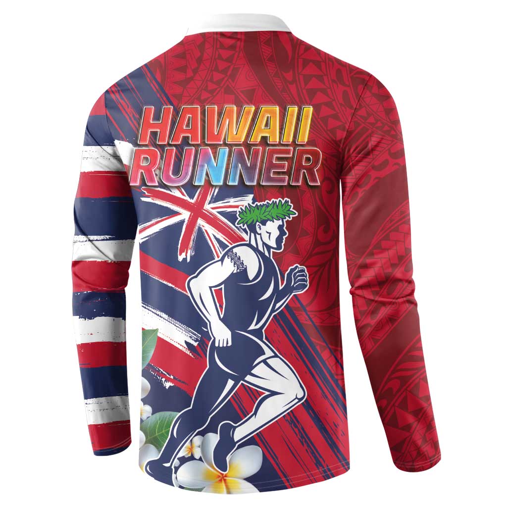 Hawaii Runner-Kakau Art with Lei and Plumeria Button Sweatshirt