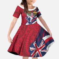 Hawaii Runner-Kakau Art with Lei and Plumeria Family Matching Off The Shoulder Long Sleeve Dress and Hawaiian Shirt