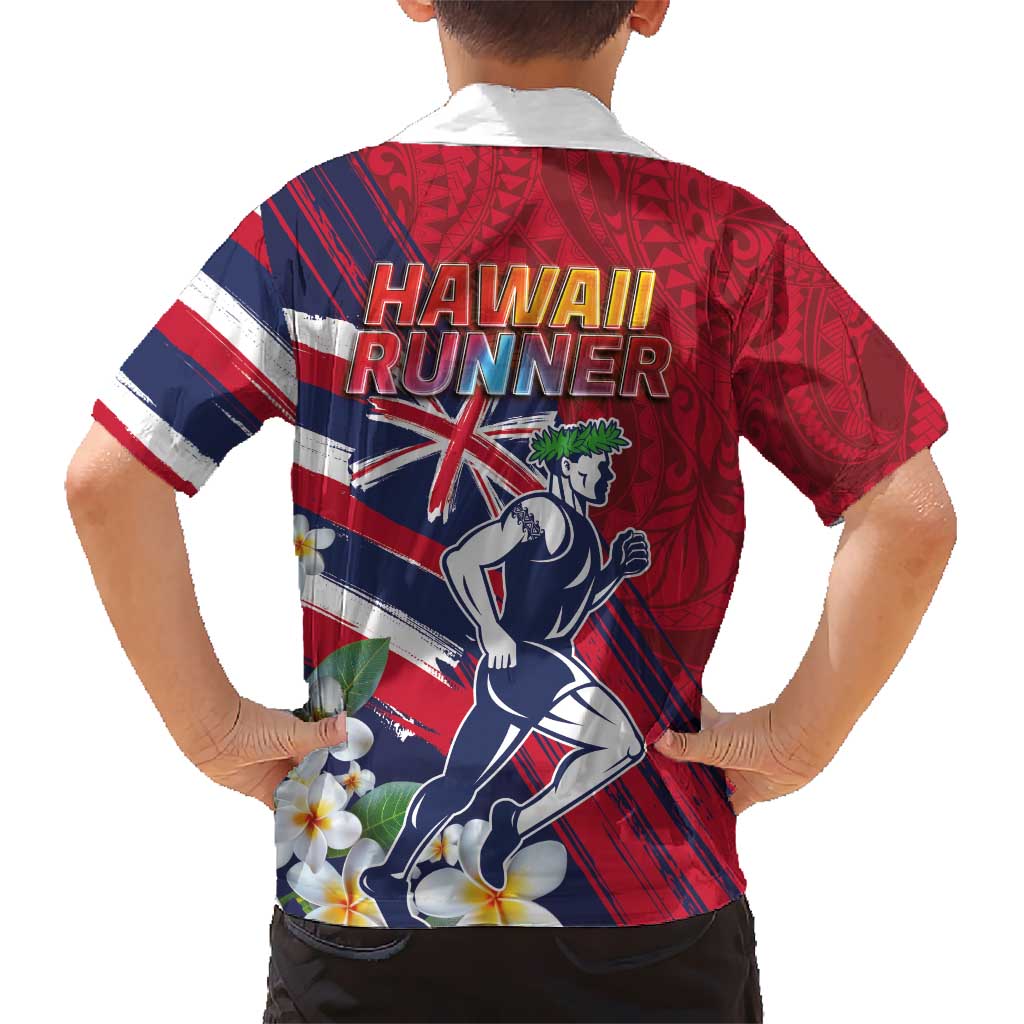 Hawaii Runner-Kakau Art with Lei and Plumeria Kid Hawaiian Shirt