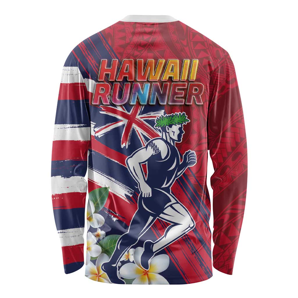 Hawaii Runner-Kakau Art with Lei and Plumeria Long Sleeve Shirt