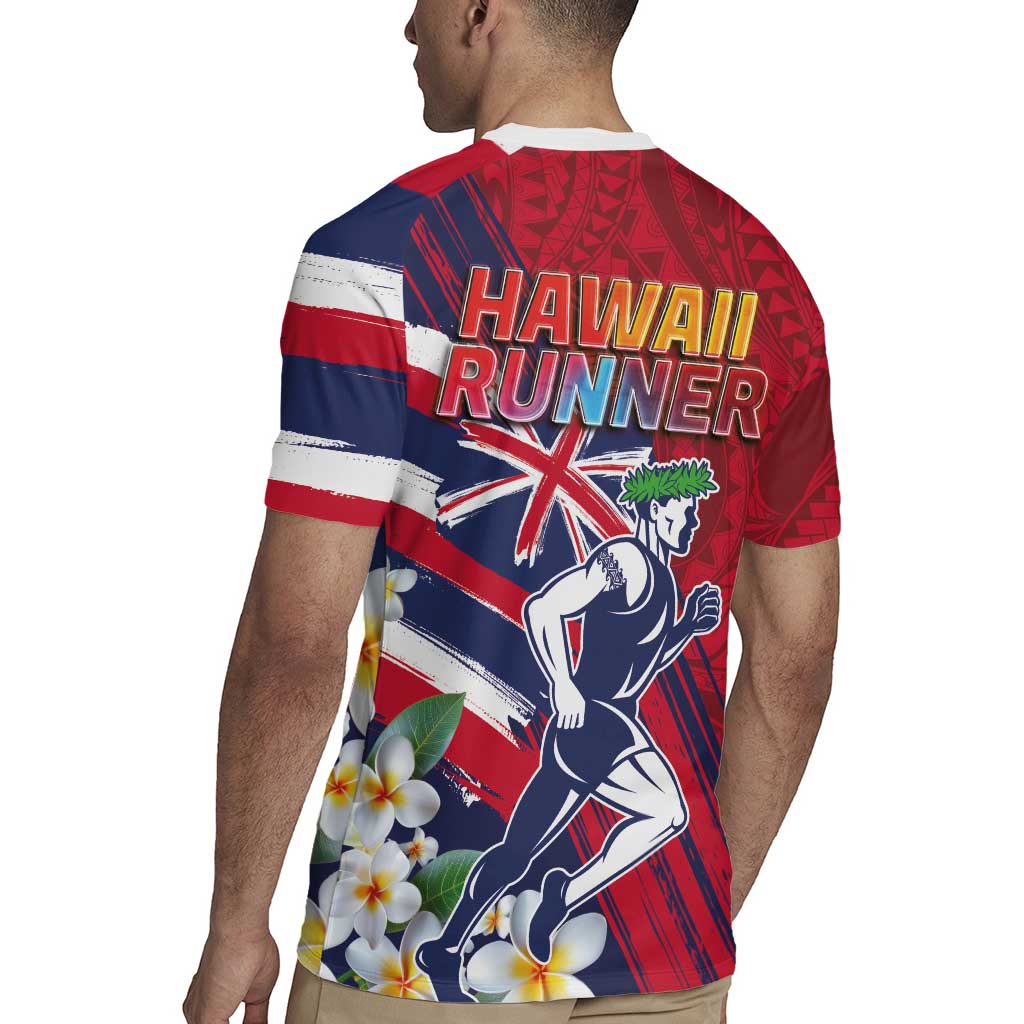 Hawaii Runner-Kakau Art with Lei and Plumeria Rugby Jersey