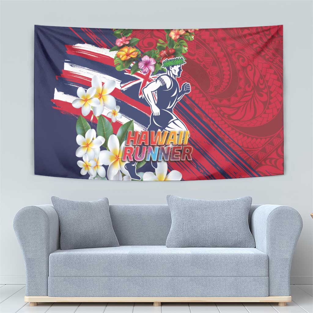 Hawaii Runner-Kakau Art with Lei and Plumeria Tapestry