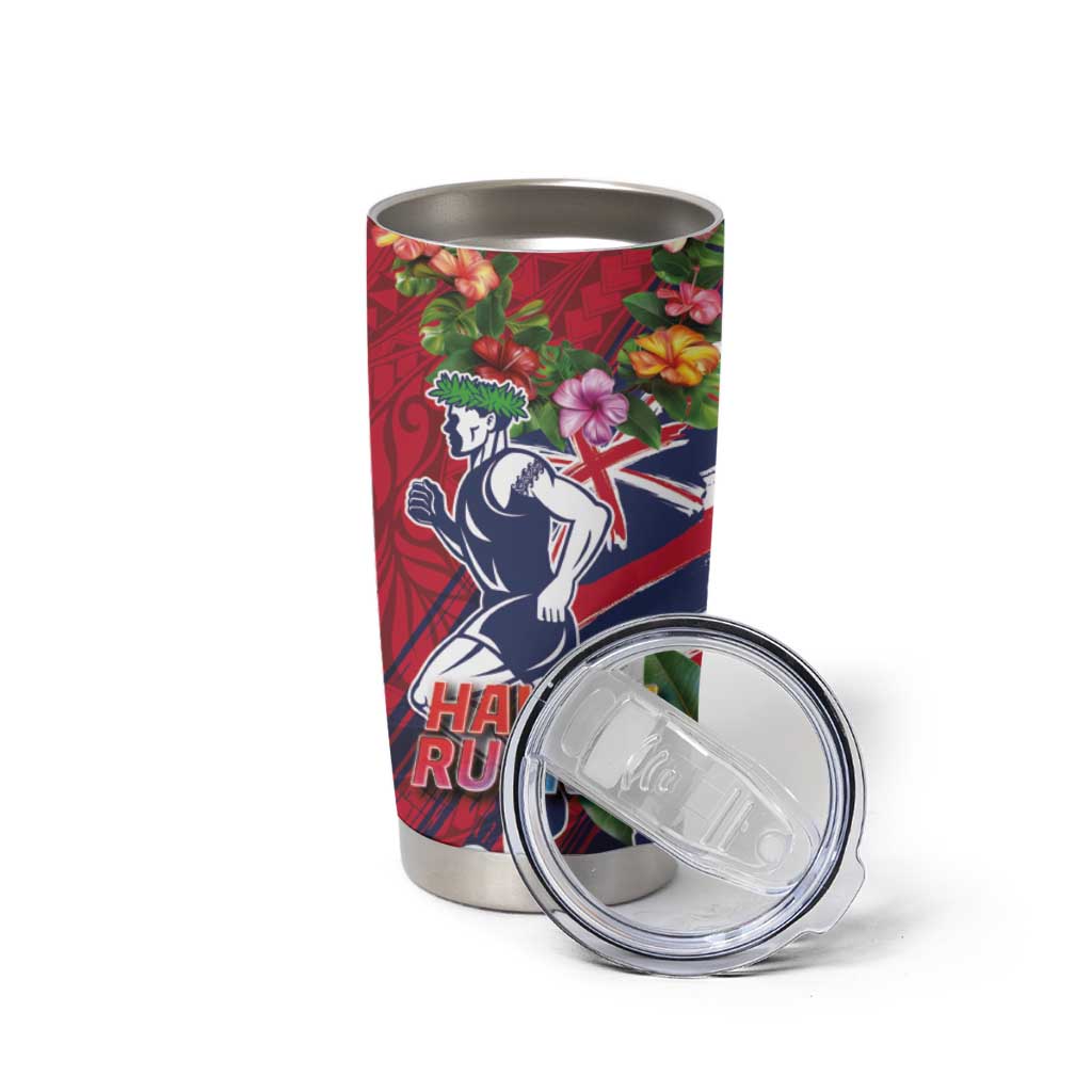 Hawaii Runner-Kakau Art with Lei and Plumeria Tumbler Cup
