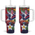 Hawaii Runner-Kakau Art with Lei and Plumeria Tumbler With Handle