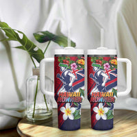 Hawaii Runner-Kakau Art with Lei and Plumeria Tumbler With Handle