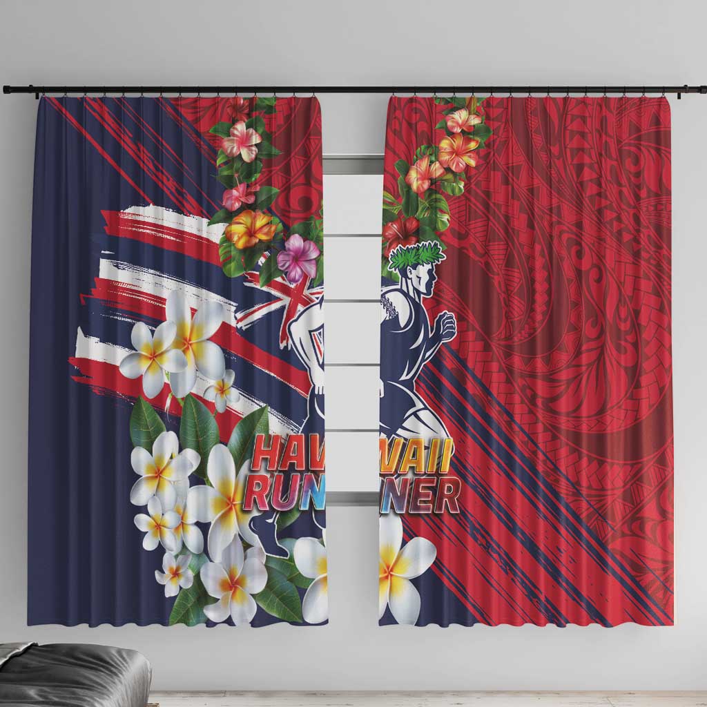 Hawaii Runner-Kakau Art with Lei and Plumeria Window Curtain