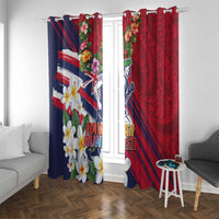 Hawaii Runner-Kakau Art with Lei and Plumeria Window Curtain