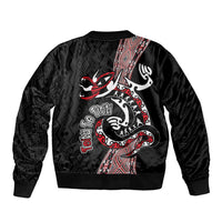 Aotearoa Toitu Te Tiriti Taniko Bomber Jacket Maori Taniwha Haka - Honour the Treaty