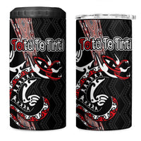 Aotearoa Toitu Te Tiriti Taniko 4 in 1 Can Cooler Tumbler Maori Taniwha Haka - Honour the Treaty LT03 One Size: 16 oz Black - Polynesian Pride