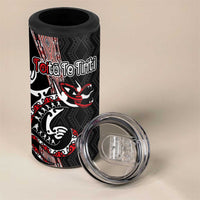 Aotearoa Toitu Te Tiriti Taniko 4 in 1 Can Cooler Tumbler Maori Taniwha Haka - Honour the Treaty LT03 - Polynesian Pride