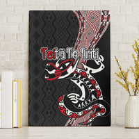 Aotearoa Toitu Te Tiriti Taniko Canvas Wall Art Maori Taniwha Haka - Honour the Treaty LT03 Without Frame Black - Polynesian Pride