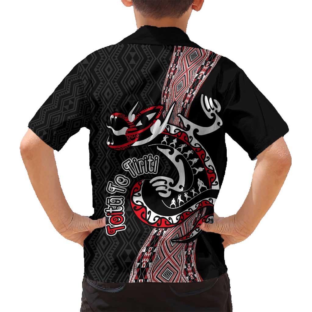 Aotearoa Toitu Te Tiriti Taniko Family Matching Off Shoulder Maxi Dress and Hawaiian Shirt Maori Taniwha Haka - Honour the Treaty LT03 - Polynesian Pride