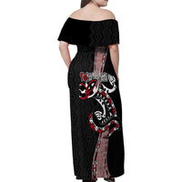 Aotearoa Toitu Te Tiriti Taniko Family Matching Off Shoulder Maxi Dress and Hawaiian Shirt Maori Taniwha Haka - Honour the Treaty LT03 - Polynesian Pride