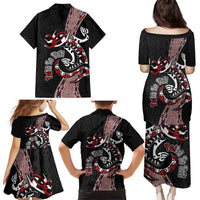 Aotearoa Toitu Te Tiriti Taniko Family Matching Puletasi and Hawaiian Shirt Maori Taniwha Haka - Honour the Treaty LT03 - Polynesian Pride