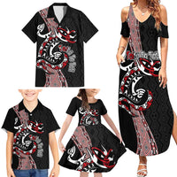 Aotearoa Toitu Te Tiriti Taniko Family Matching Summer Maxi Dress and Hawaiian Shirt Maori Taniwha Haka - Honour the Treaty LT03 - Polynesian Pride