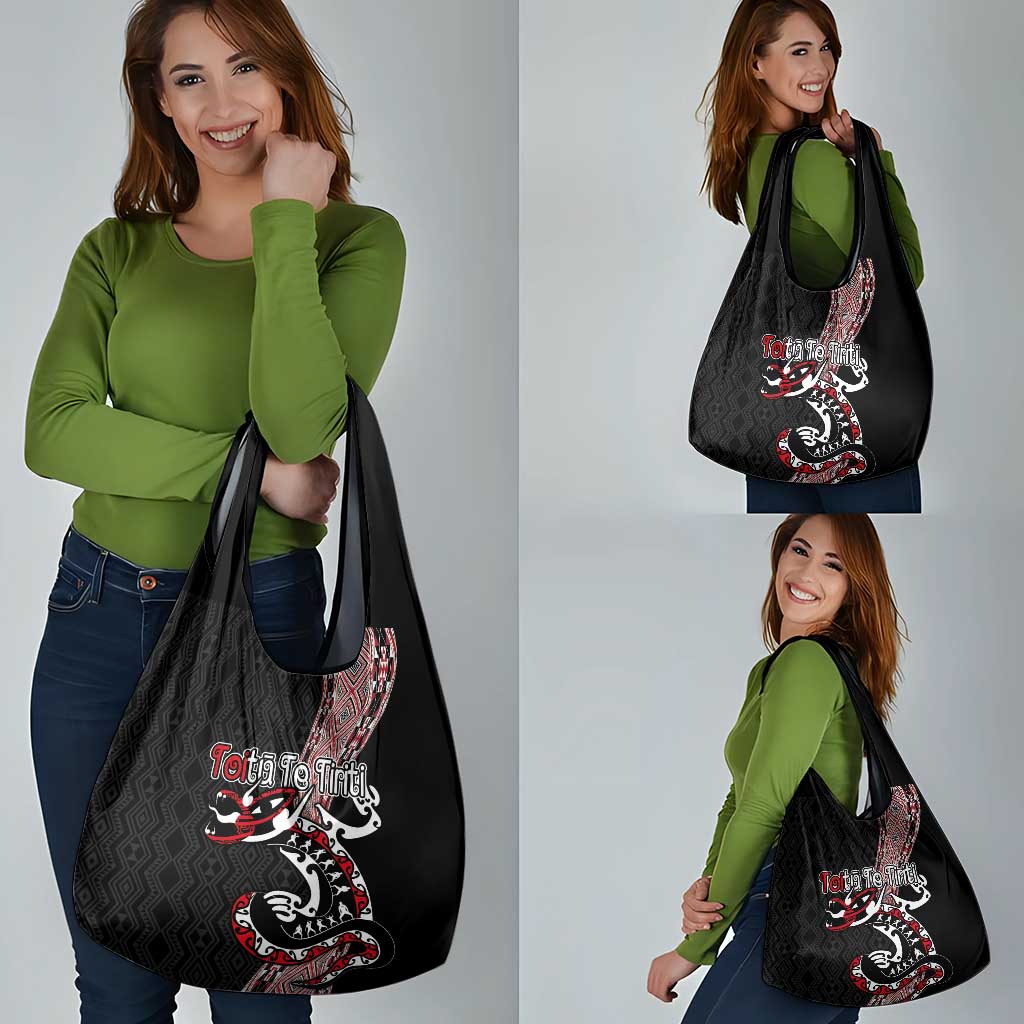Aotearoa Toitu Te Tiriti Taniko Grocery Bag Maori Taniwha Haka - Honour the Treaty LT03 - Polynesian Pride