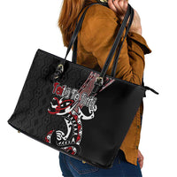 Aotearoa Toitu Te Tiriti Taniko Leather Tote Bag Maori Taniwha Haka - Honour the Treaty LT03 - Polynesian Pride