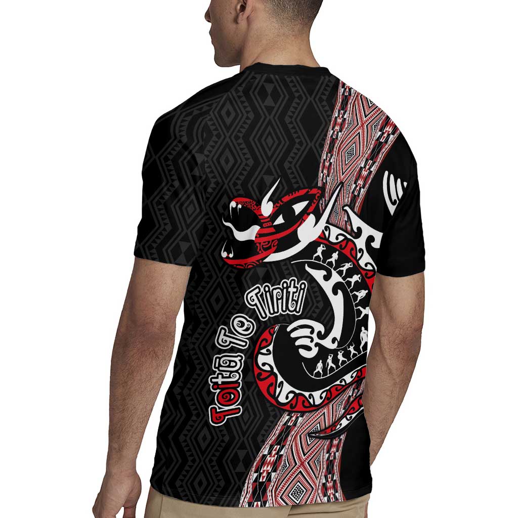 Aotearoa Toitu Te Tiriti Taniko Rugby Jersey Maori Taniwha Haka - Honour the Treaty LT03 - Polynesian Pride