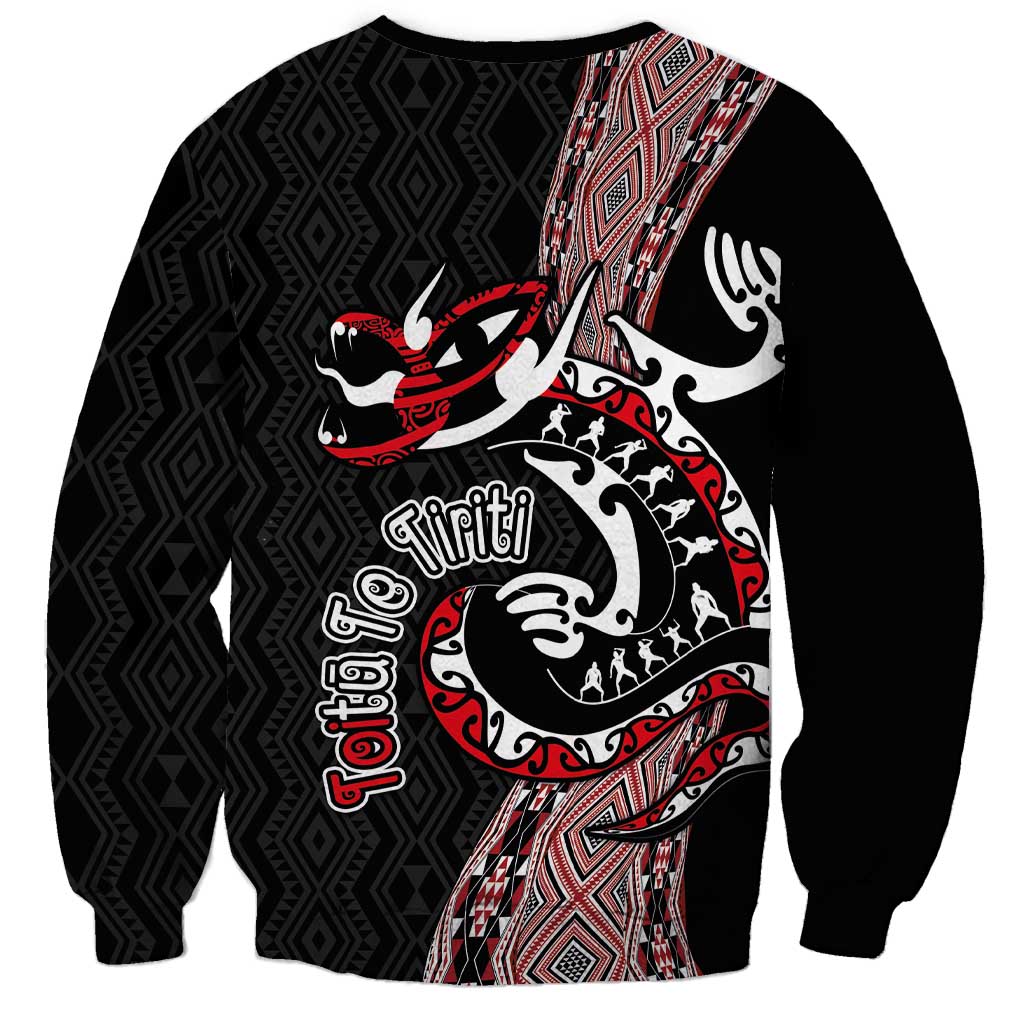 Aotearoa Toitu Te Tiriti Taniko Sweatshirt Maori Taniwha Haka - Honour the Treaty LT03 - Polynesian Pride