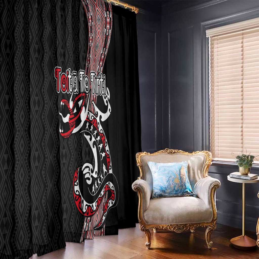 Aotearoa Toitu Te Tiriti Taniko Window Curtain Maori Taniwha Haka - Honour the Treaty