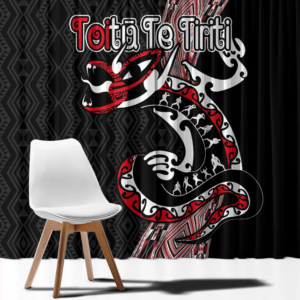 Aotearoa Toitu Te Tiriti Taniko Window Curtain Maori Taniwha Haka - Honour the Treaty