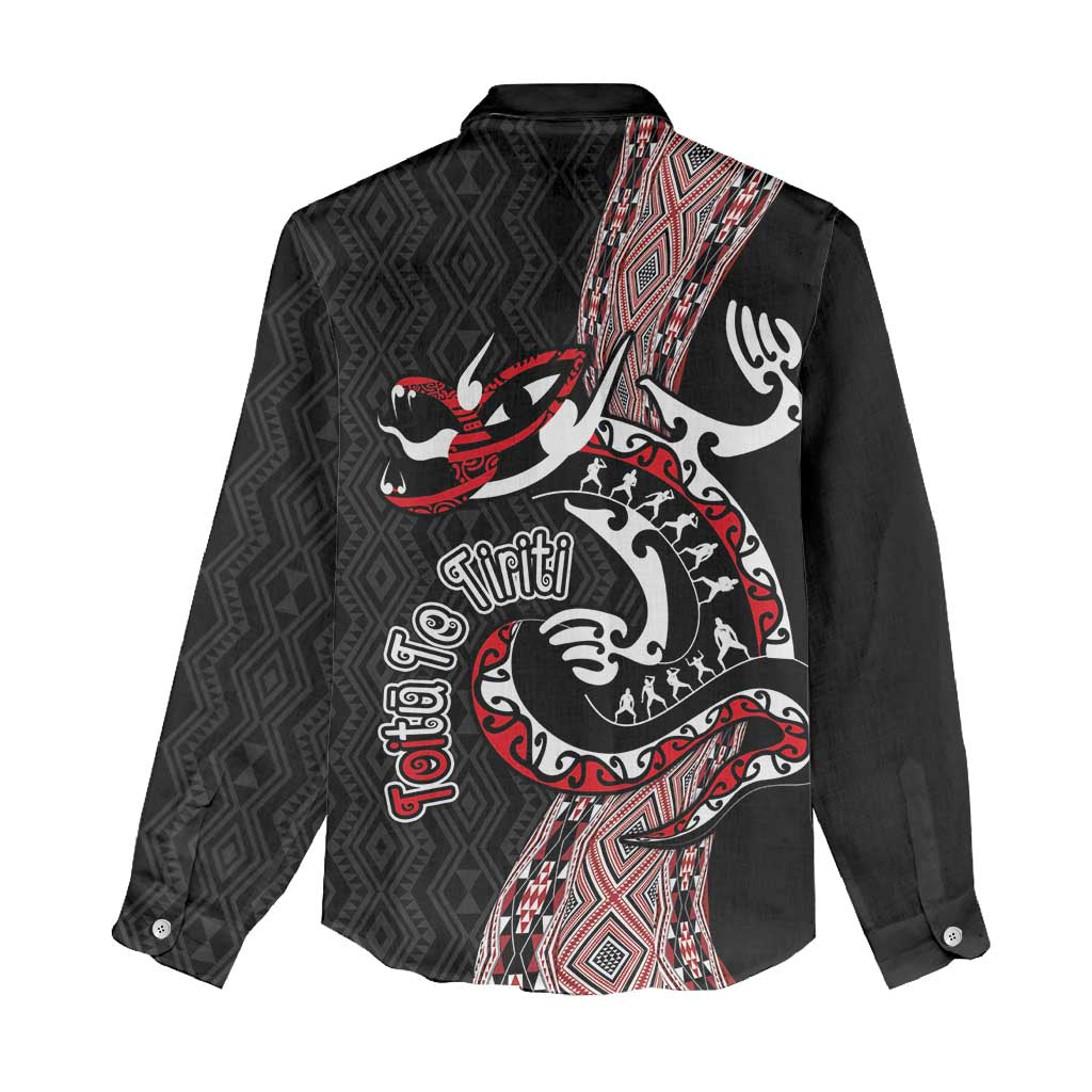 Aotearoa Toitu Te Tiriti Taniko Women Casual Shirt Maori Taniwha Haka - Honour the Treaty LT03 - Polynesian Pride