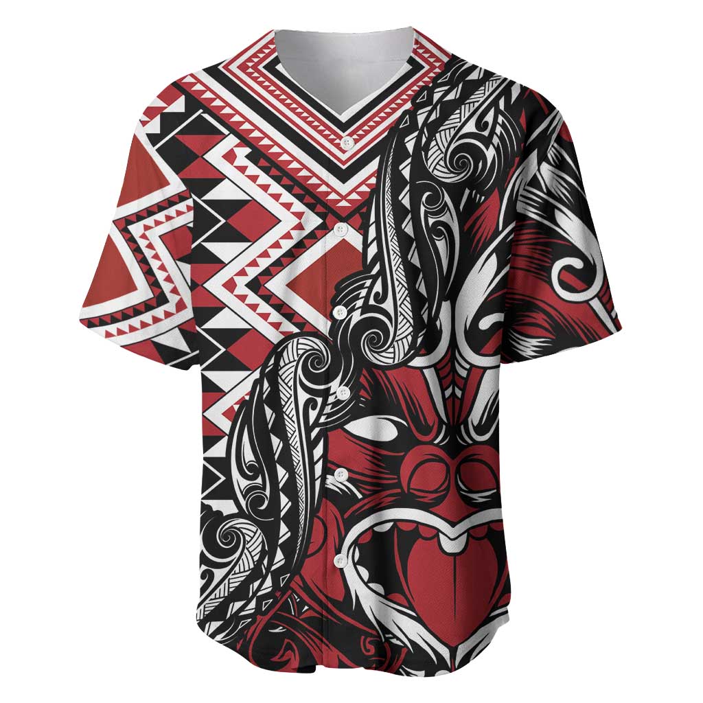 Aotearoa Maori Moko Art with Taniko Half Style Baseball Jersey LT03 Black - Polynesian Pride