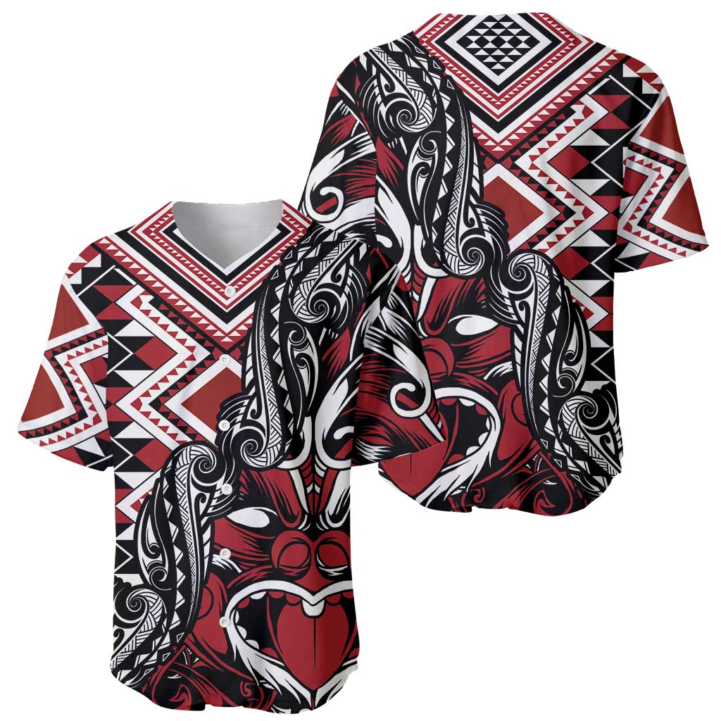Aotearoa Maori Moko Art with Taniko Half Style Baseball Jersey LT03 - Polynesian Pride