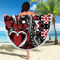 Aotearoa Maori Moko Art with Taniko Half Style Beach Blanket
