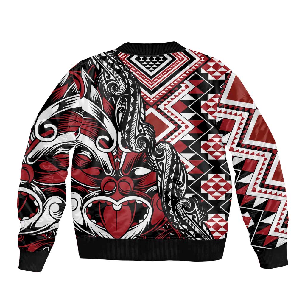 Aotearoa Maori Moko Art with Taniko Half Style Bomber Jacket
